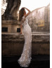 Mermaid Beaded Ivory Lace Wedding Dress With Removable Train